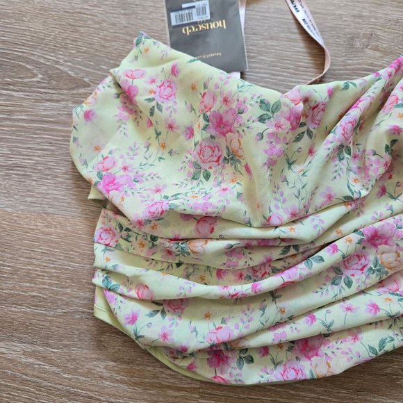 HOUSE OF CB Vivienne Floral Corset Lemon Print Sz Small Strapless Scoop Neck NWT - Picture 5 of 16